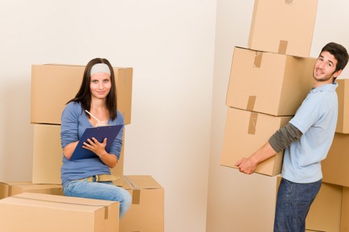 Packed boxes and household items prepared for student storage
