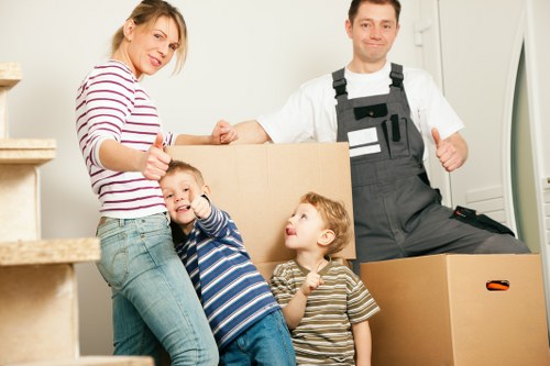 Local residents packing boxes for self storage in Kentishtown